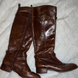Tory Burch Calista Cognac Leather Knee High Boots